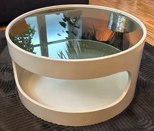 Tisch Wohnzimmer opal mid century space age 70er Design seventies boho rund weiß