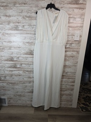 Impressions Daily Romance Dress Womens 2X White Curves Fringe Sheath Modest NWT