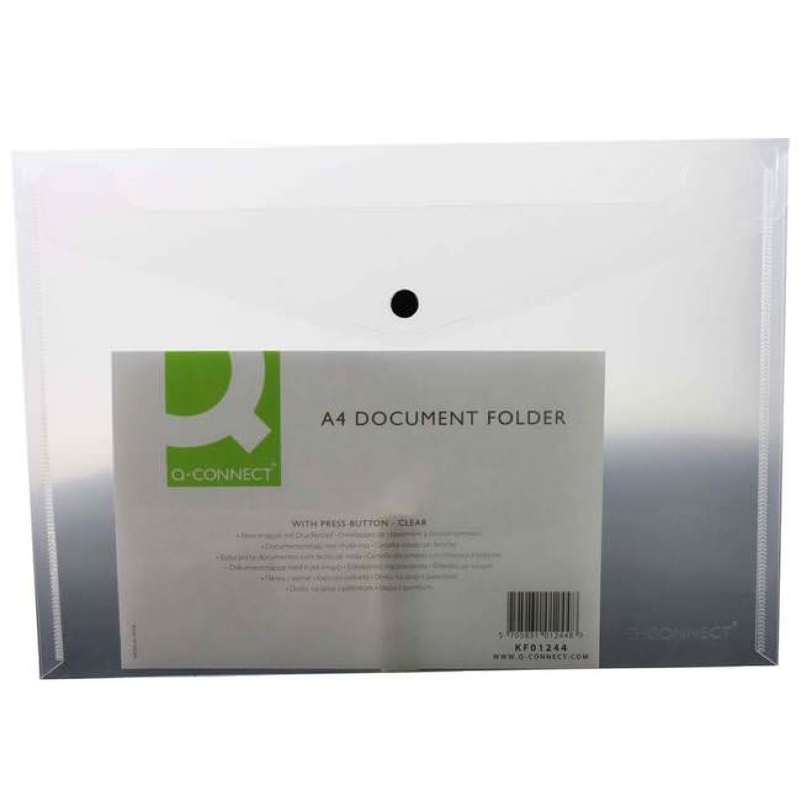 Q-Connect Polypropylene Document Folder A4 Clear Pack of 12 KF01244Q - Image 2