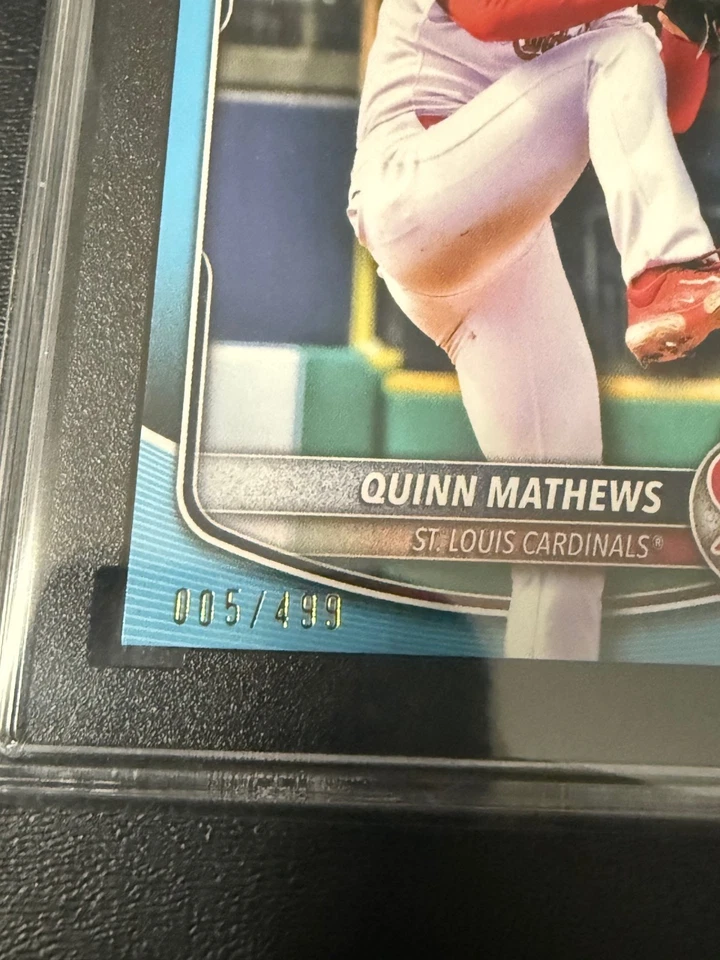 Quinn Mathews 2025 1st Bowman Bp-25 Sky Blue Border #5/499 Cardinals prospect - Image 3 of 3