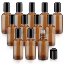 12 Pcs Essential Oil Roller Bottles Amber Glass Roller Bottles Refillable Cos...