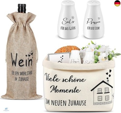 Sinmoe Einzugsgeschenke Haus Set Hochzeitsgeschenk für Brautpaar Brotkorb Salz-