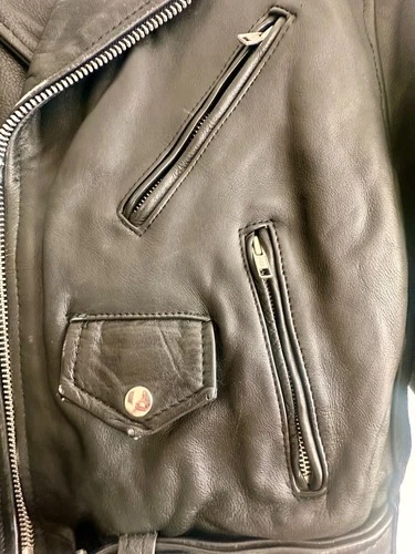 Vintage 90s Black Leather Biker Motorcycle Jacket Camden London Punk Belted HLC  image 13