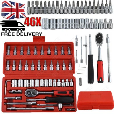 GEARZAAR 46PCS Screwdriver Socket Set Metric Bit Driver Set Ratchet Torx Hex Wrench Tool