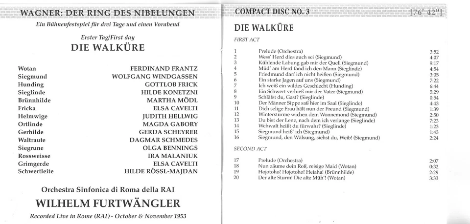 12 CD-Box Wagner DER RING DES NIBELUNGEN Furtwängler RAI 1953 (C8053) - Bild 4 von 4