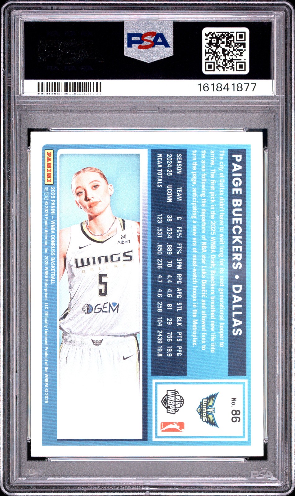 2025 PANINI DONRUSS WNBA #86 PAIGE BUECKERS ROOKIE RC PSA 8 view 2