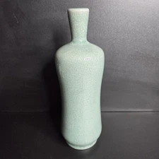 Crackle Glaze Celadon Green Ceramic Vase Modern Minimalist Decor 12”