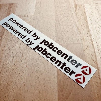 2x Sticker Powered by Jobcenter Aufkleber Schwarz, 19,5cm lang