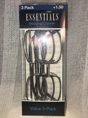Foster Grant Men's Core Reading Glasses +1.50 NEW 3 Pack Lightweight Durable