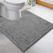 LuxUrux Toilet Rugs U Shaped Washable, Bathroom 20'' X U, Light Grey