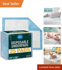 Disposable Underpads 23'' X 36'' 25-Count Incontinence Pads, Chux, Bed Covers...