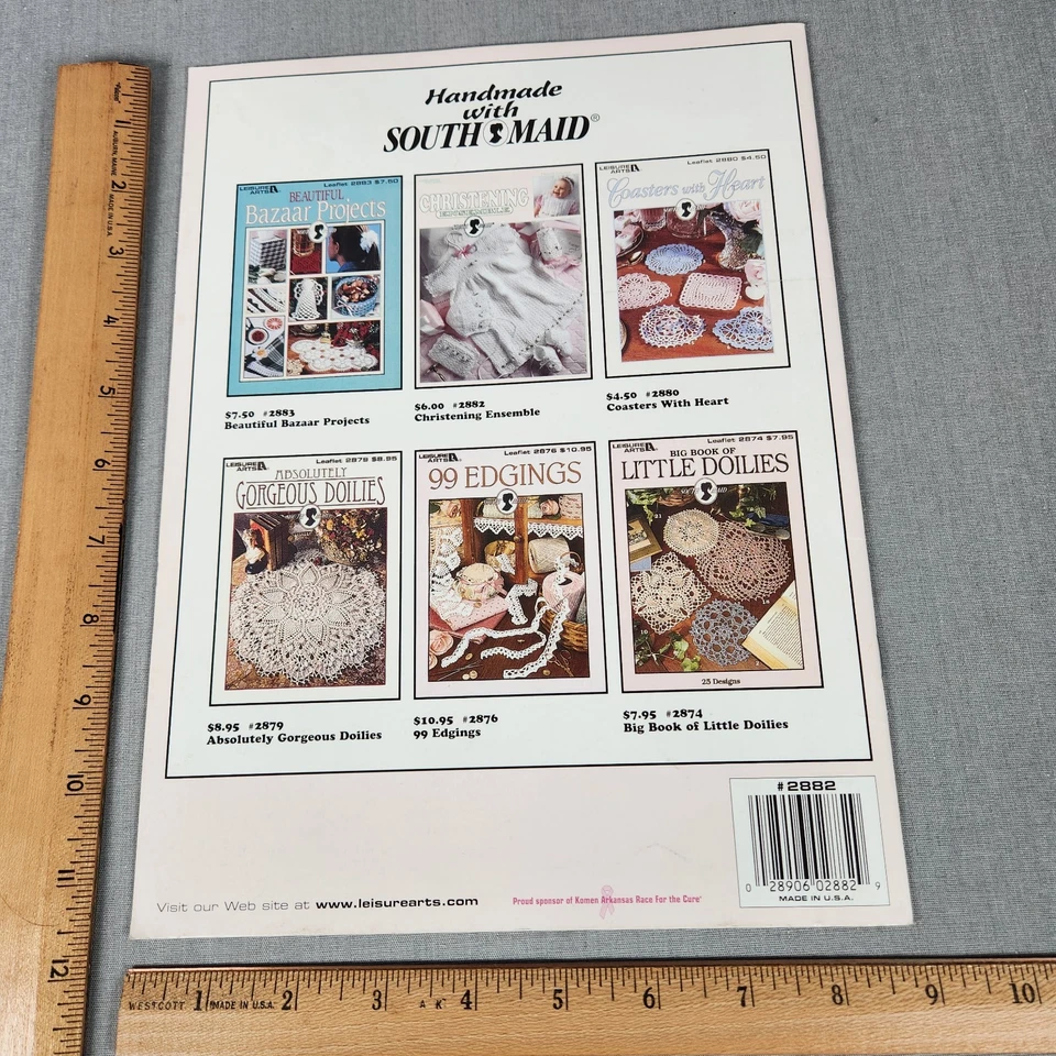 Leisure Arts Crochet Pattern Book 2882 Christening Ensemble GOWN & 8 pieces - Image 2 of 3