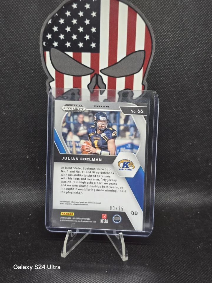 2021 Prizm Draft Picks #66 Julian Edelman Purple PRIZM 03/75 Kent State - Image 2 of 2