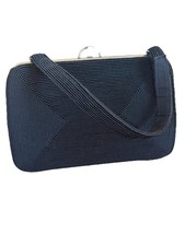 Vintage 1950s Black Corded Evening Bag w/ Original Coin Purse