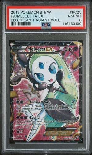 2013 POKEMON BLACK & WHITE LEGENDARY TREASURES #RC25 FULL ART/MELOETTA EX PSA 8