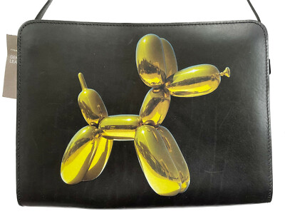 JEFF KOONS x H&M Handbag  Balloon Dog Yellow' CrossBody Black Leather NEW