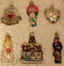 6 pc. Wedding Collection, 14011 Old World Christmas Glass Ornament Boxed Set