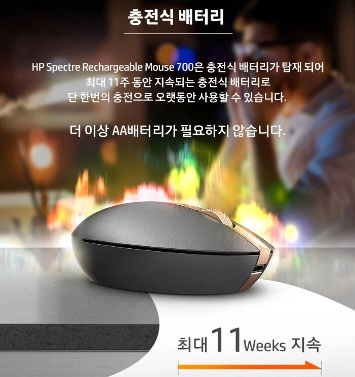 HP Spectre Mouse 700 Rechargeable Bluetooth Wireless Gaming Mouse - Silver Blue - Image 4 of 4