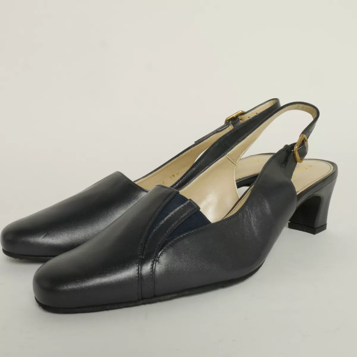 Navy slingback shoes wide fitting hotsell
