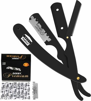 Straight Edge Samurai Shaving Cut Throat Razor 100 Derby Blades Utopia Care