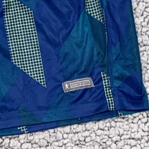 Andrew Scott Boys 14-16 XL Swim Board Shorts Blue & Green Geometric Pattern - Picture 2 of 7