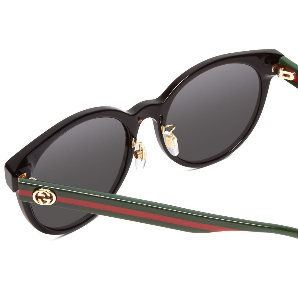 GUCCI サングラス シェリーライン インターロッキング GG0416SK GUCCI GG0416SK Women's Round Sunglasses in Black Red Stripe Green