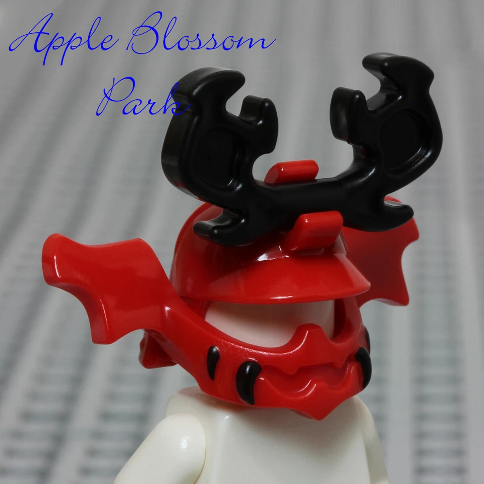 LEGO Ninjago WARRIOR HELMET Ninja Kozu Minifig Red Chin Guard Black Horns 70504 - Image 4 of 4