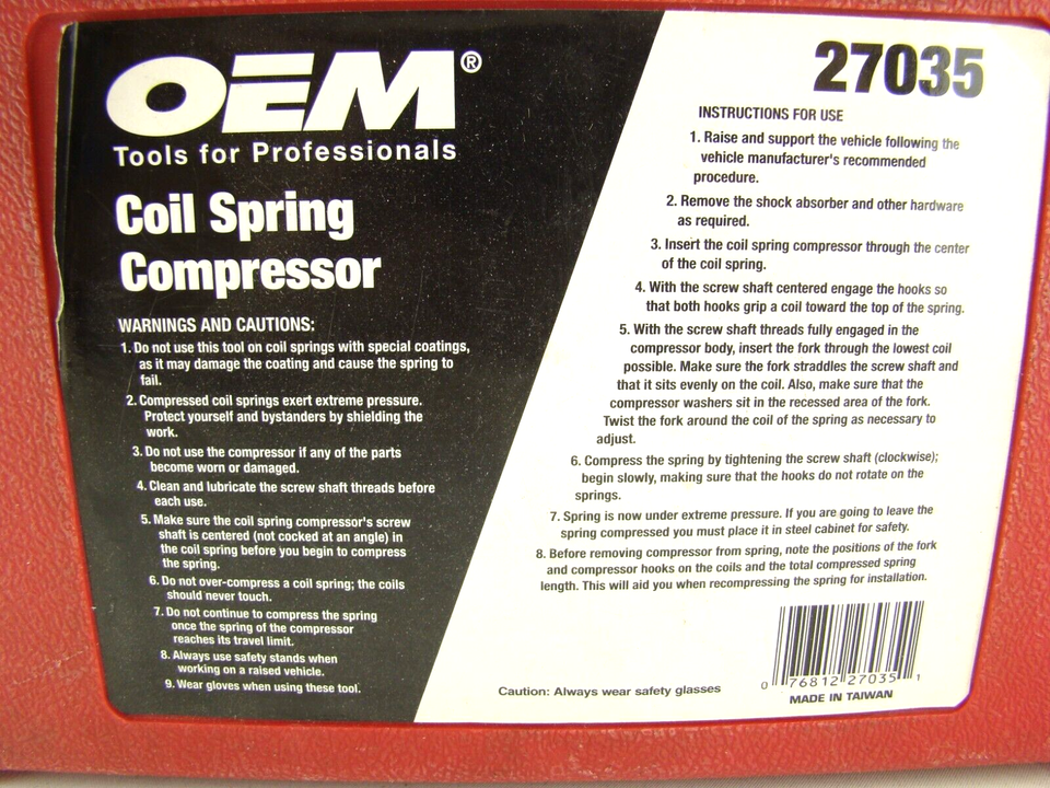 OEM Tools 27035 Coil Spring Compressor Tool MacPherson Strut eBay