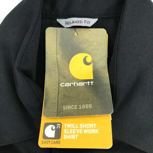 Carhartt Shirt Mens Small BlackTwill Short Sleeve Work Green Flash Brewery - Picture 4 of 12