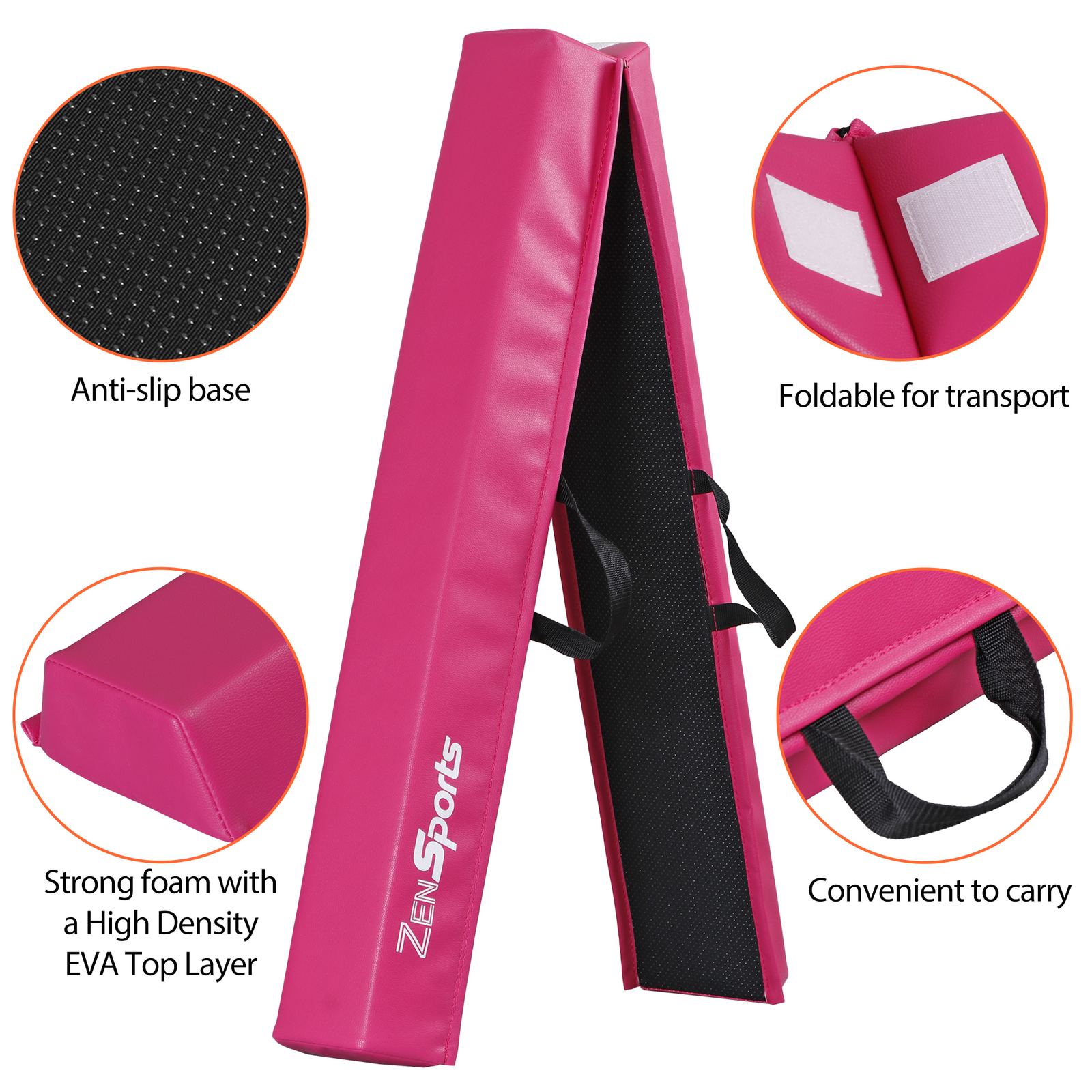 6FT Folding Balance Beam Gymnastics Beam for Practice Training with Carry Handle