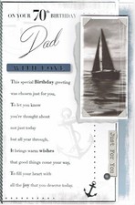 DAD 70th BIRTHDAY CARD Age 70 Quality Card Boat Design