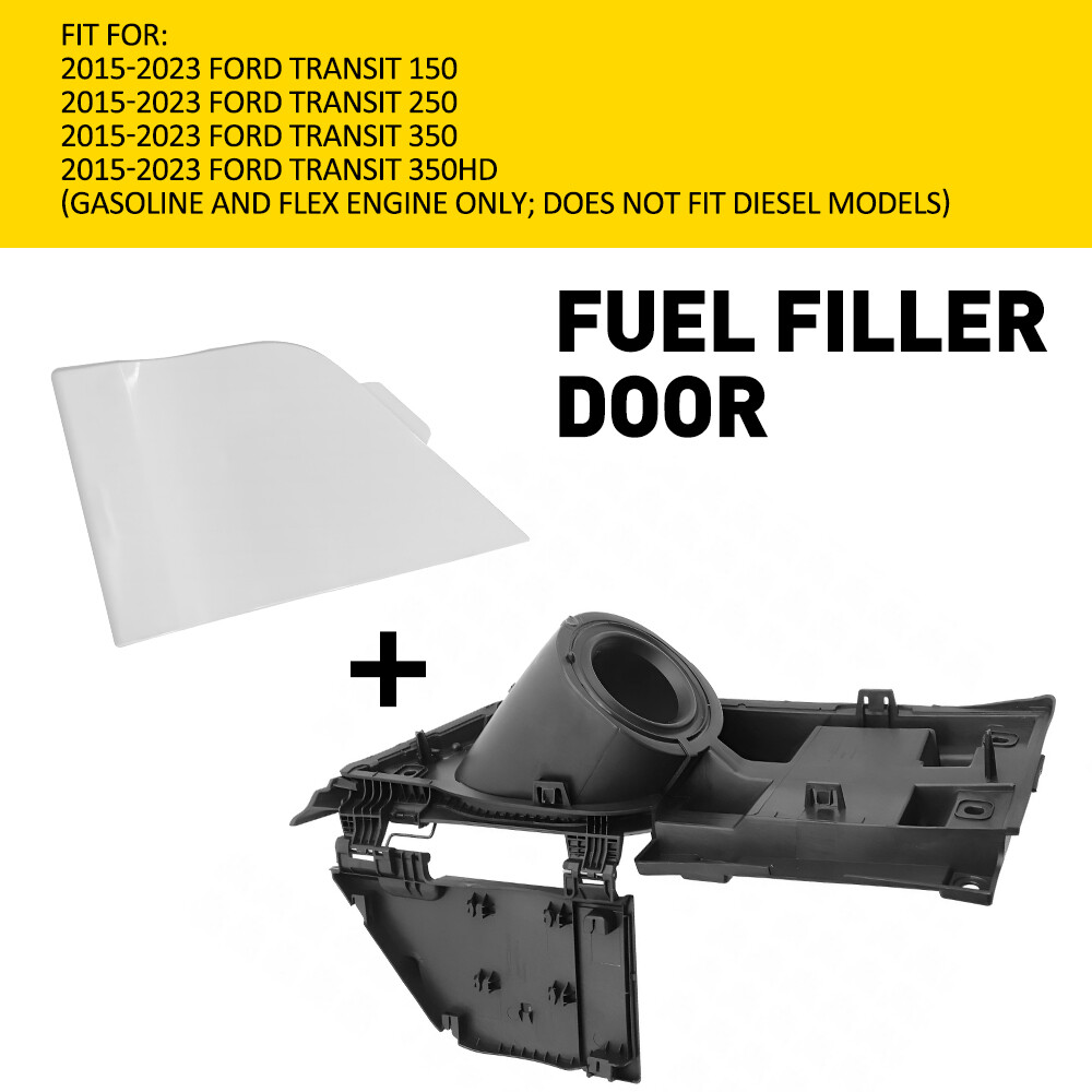 Fuel Filler Gas Cap Door Lid Housing & White Cap For 15-23 Ford Transit 150 250