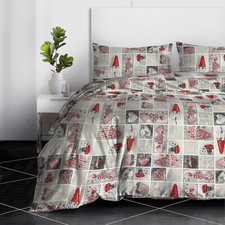 4PCS 100% Egyptian Cotton Printed Duvet Cover Set with Fitted Sheet & Pillowcase