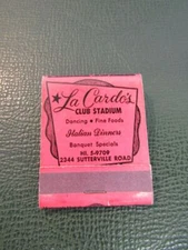 Matchbook - La Cardo's Club Stadium Italian Restaurant Sacramento CA FULL