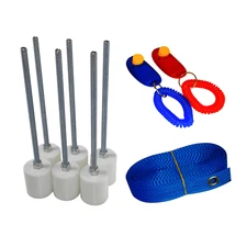 6 Weave Pole pegs with 24" Spacer & 2 Obedience Clickers Dog Agility Equipment