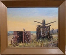 VILLY NIELSEN! COAST LANDSCAPE WITH FISHERMENS ROPES