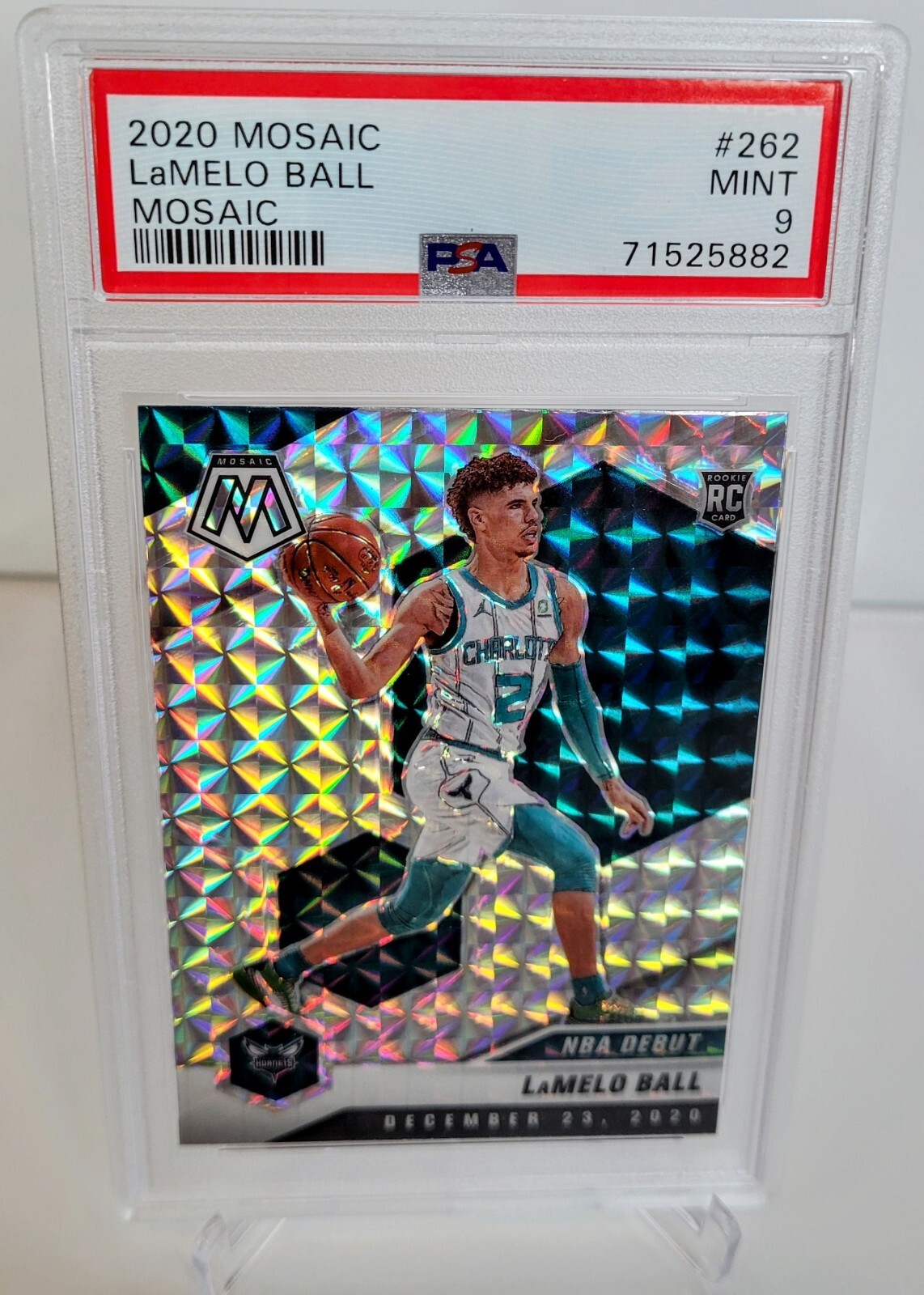 2020 Mosaic LaMelo Ball Silver Prizm Rookie NBA Debut - PSA MINT 9 - Hornets