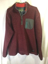 G.H. Bass Explorer Burgundy L Long Sleeve 1/4 Zip Poly Outdoor Activewear J5