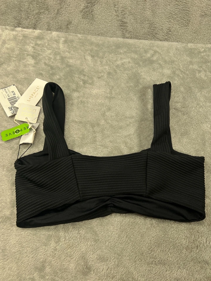 LSPACE Marlee Bikini Top NUEVO Mujer Copa D Negro Bardot Bikini Top Bralette Natación Foto 4 de 4