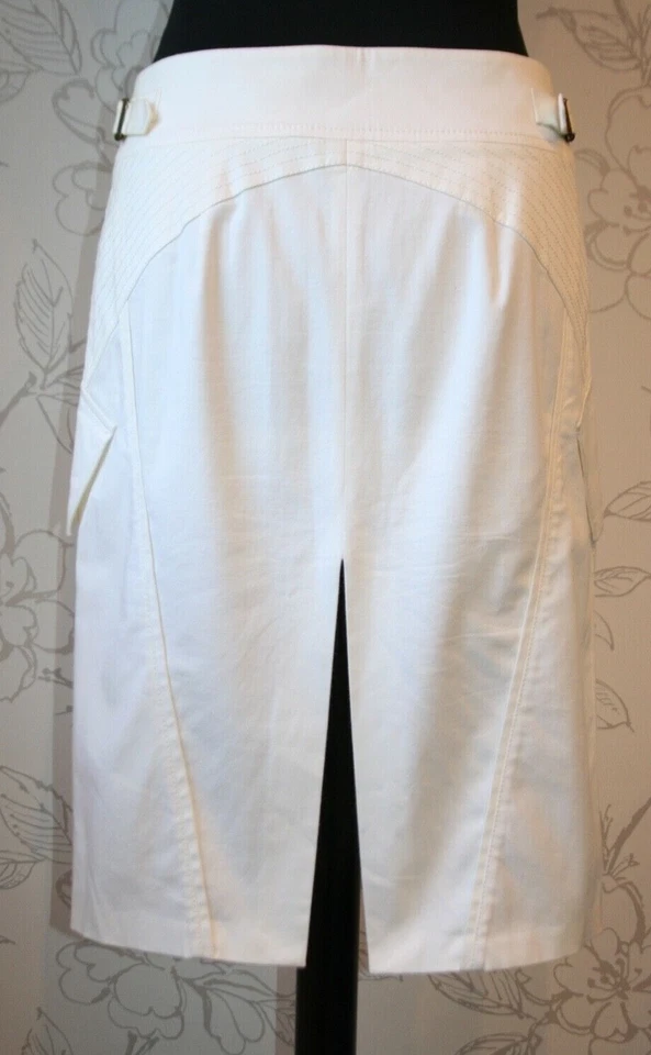 Falda ALESSANDRO DELL'ACQUA Ranura Alta Elastizada-Algodón Bolsillos/Hebillas Blanca IT40. Foto 3 de 4