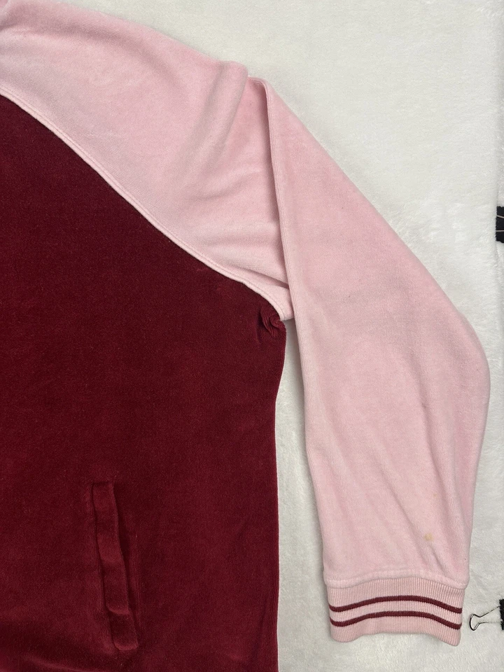 De colección 90’s Mossimo Mujer’s Terciopelo Rojo Desteñido Traje de Pista Sudadera Pantalones con Capucha 2XL Foto 4 de 4