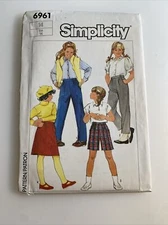 6961 Vintage Simplicity Sewing Pattern Girls NOS Easy to Sew Pants Skirt 14 ab8