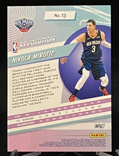 2018-19 Revolution Impact #13 Nikola Mirotic New Orleans Pelicans - Picture 2 of 2