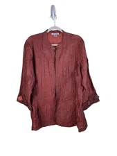 Citron Linen Blend Kimono Style Jacket Hook Closure Beaded Sleeves Boho Lagenloo