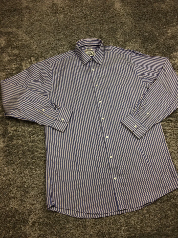 Jos A Bank Button Up Shirt Men Size Large 16.5 -36 Blue Striped Long Sleeve 1905 - Image 3 of 4