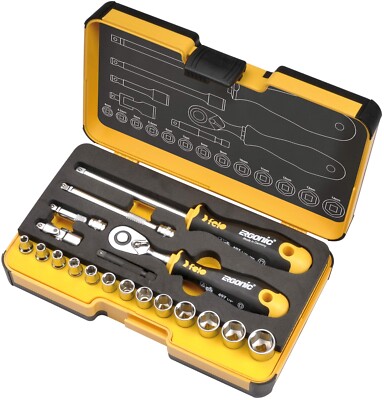Felo - ''R-GO 19'' - Tool Set 1/4'' with ERGONIC Ratchet, Sockets and Accs.