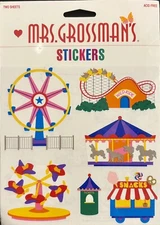 Vintage Mrs. Grossman Carnival Maxi Sheet Stickers NIP 6x6 Discontinued 2 Sheets