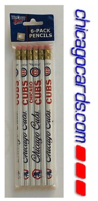 Chicago Cubs 6-Pack Pencils w/Eraser Great Party Favors MLB Officially Licensed