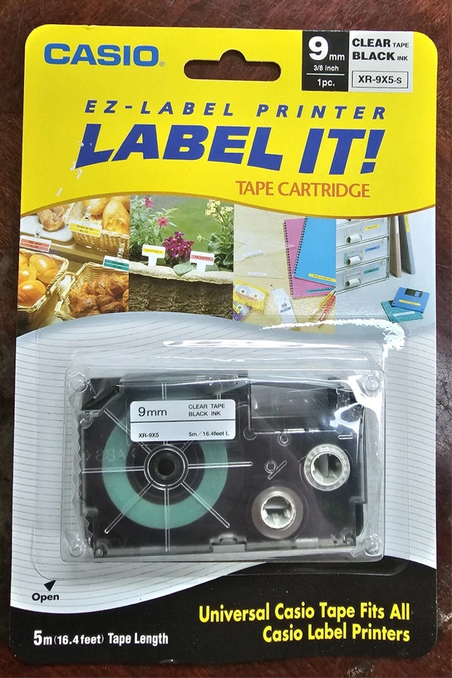 6 paquetes CASIO EZ-Label It! Cartucho de cinta para impresora 9 mm 3/8" cinta transparente - tinta negra Foto 2 de 3