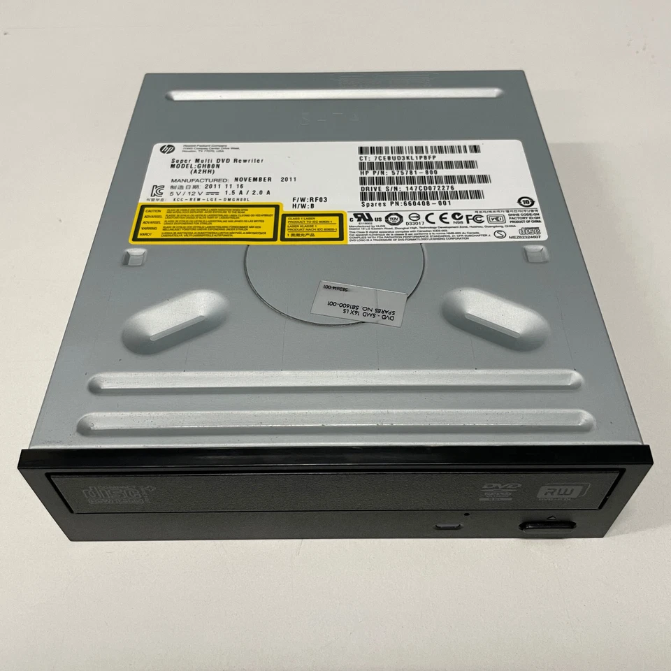 HP GH80N CD DVD±RW SATA DL Optical Disk Drive 575781-800 660408-001 F/W: RF03 - Image 4 of 4